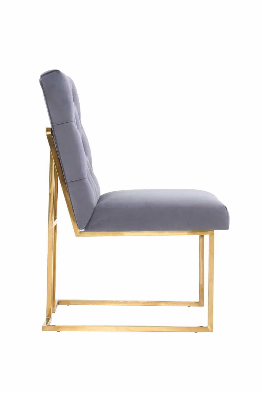 Life Interiors Set of 2 Siena Luxury Tufted Velvet Dining Chairs in Grey with Gold Frame – 3