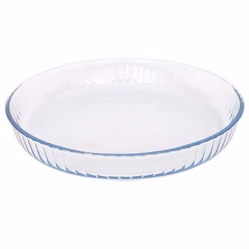 Argon Tableware Optical Round Glass Oven Dish, Transparent, W/D: 32 x 32 cm