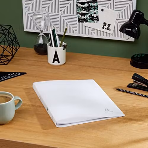 Exacompta White A4 Flexible Binder with OPAK Label and 2 Round 15 mm Rings, Spine Width: 2 cm, W/D/H: 32 x 25 cm – 2
