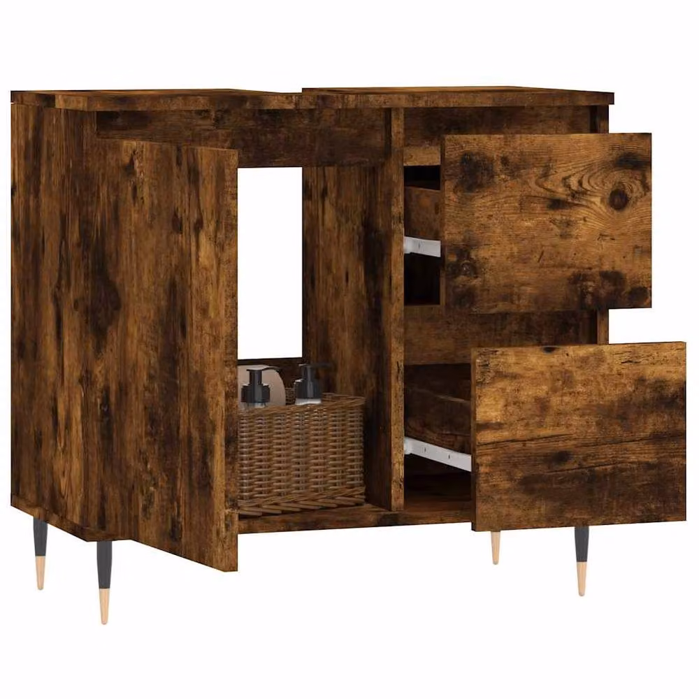 Berkfield Home Bathroom Cabinet in Smoked Oak Brown, W/D/H: 65 x 33 x 60 cm – 3