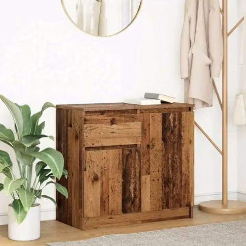vidaXL Rustic Sideboard with Drawer in Old Wood Brown, W/D/H: 71 x 35 x 65 cm – 2