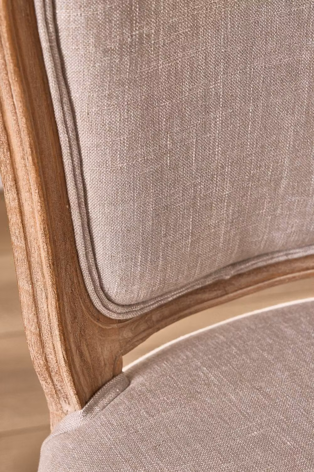 Dibor Set of 4 Vintage Grey Linen Upholstered Dining Chairs with Solid Wood Frames – 3