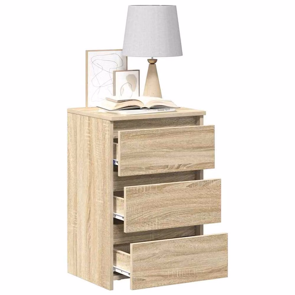Berkfield Home Set of 2 Bed Cabinets in Sonoma Oak, Light Tan, W/D/H: 40 x 35 x 62.5 cm – 2