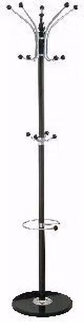 Ashley Modern Black Metal Coat Rack with 14 Hooks and Umbrella Holder, H 176 cm x W 37 cm x D 37 cm