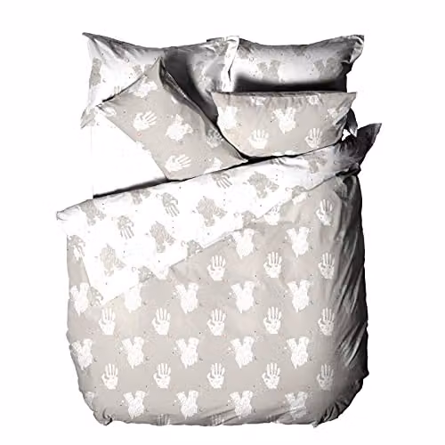Furn Be Kind Reversible Graphic Duvet Cover and Pillowcase Set in Grey – 1