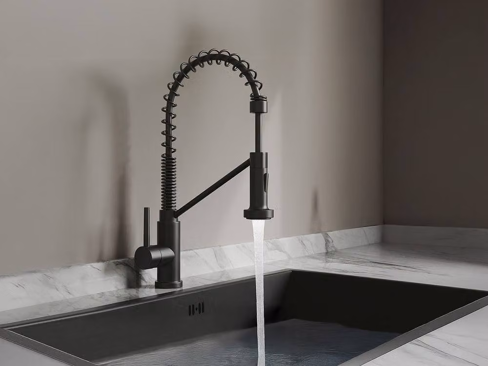 ROFLEX Stainless Steel Kitchen Tap with Pull-Out Spray and Swivel Spout, Matt Black – 3