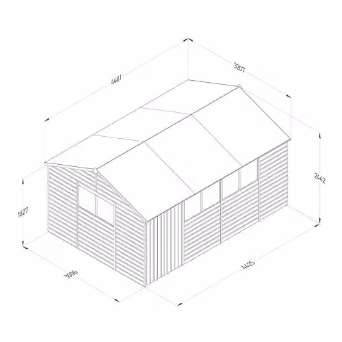 Forest Garden Reverse Apex Wooden Gable Shed in Brown or Green, W: 457.2 cm, D: 304.8 cm, H: 244.1 cm – 3