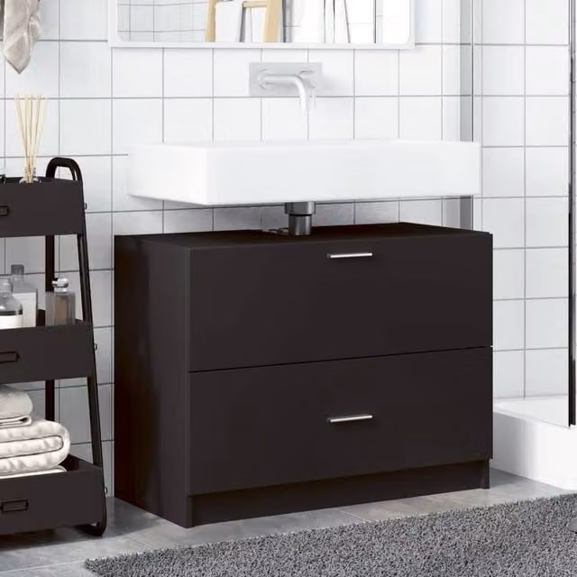 Berkfield Home Black Freestanding Bathroom Sink Cabinet W/D/H: 78 x 37 x 59 cm – 1