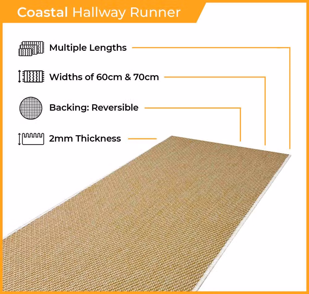 runrug Coastal Reversible Indoor/Outdoor Carpet Runner Rug in Black, W: 60 cm, L: 360 cm – 2