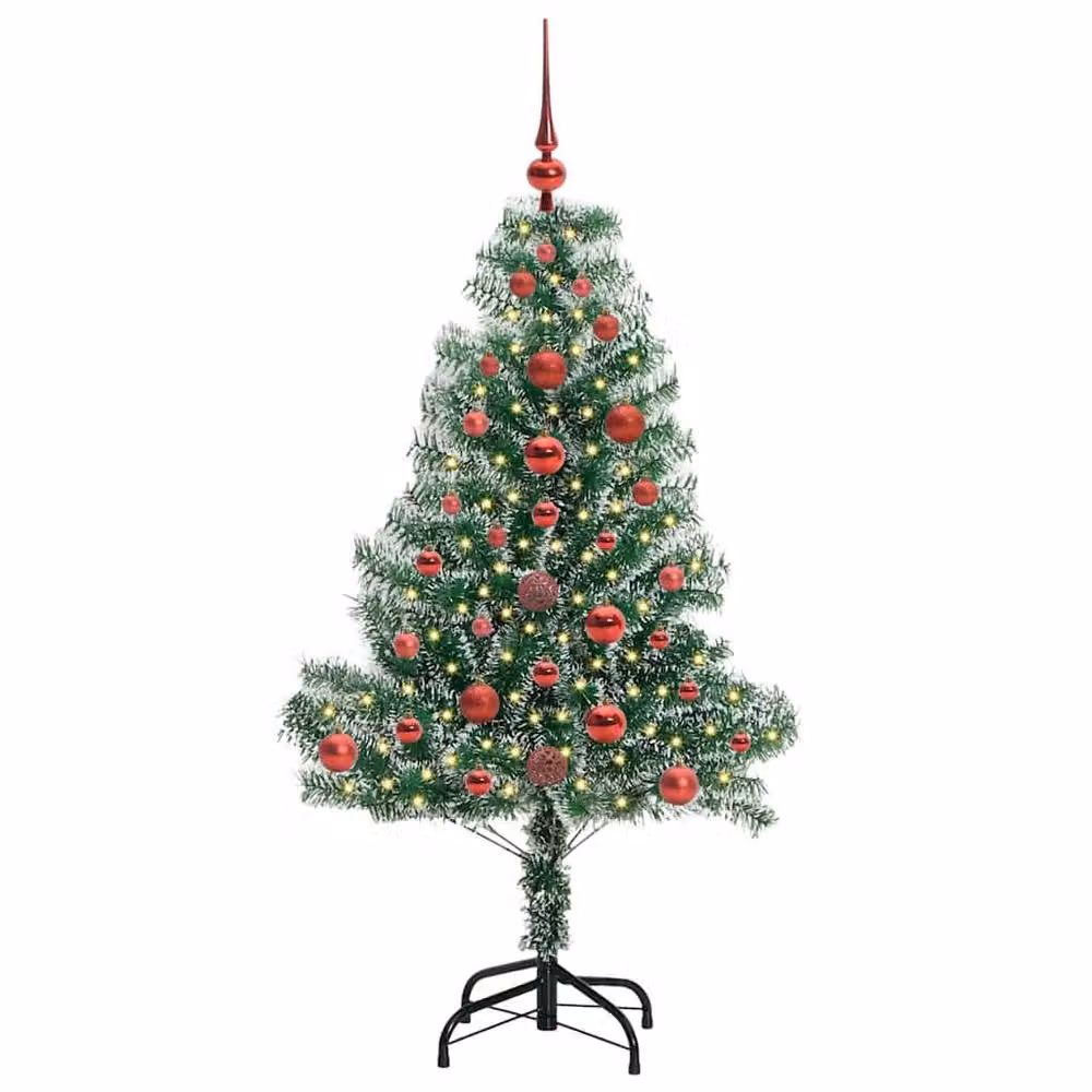 Berkfield Home Snow Flocked Artificial Christmas Tree with LED Lights, Green, Height: 120 cm – 3