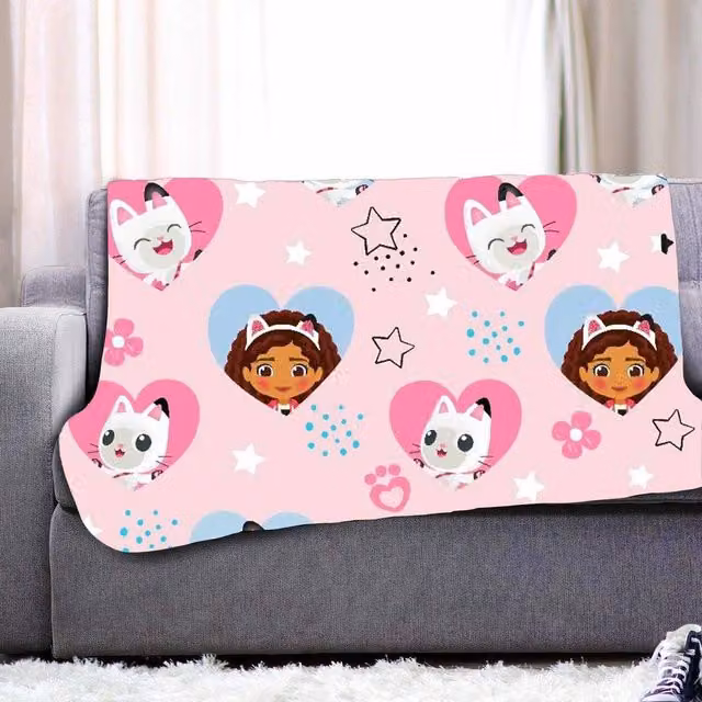 Gabby's Dollhouse Pink Fleece Gabby and Pandy Paws Blanket for Crib
