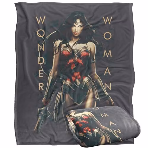 LOGOVISION Wonder Woman Armed and Dangerous Super Soft Silky Touch Fleece Throw Blanket, Multicolour, W/D/H: 152 x 127 cm – 1