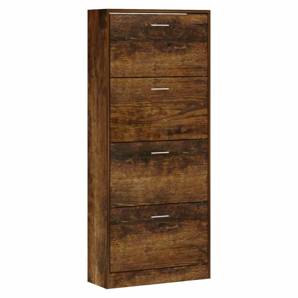 Berkfield Home Smoked Oak Shoe Cabinet in Brown, W/D/H: 63 x 24 x 147 cm – 2