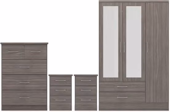 Seconique Nevada 4 Piece Black Wood Grain Bedroom Furniture Set – 2