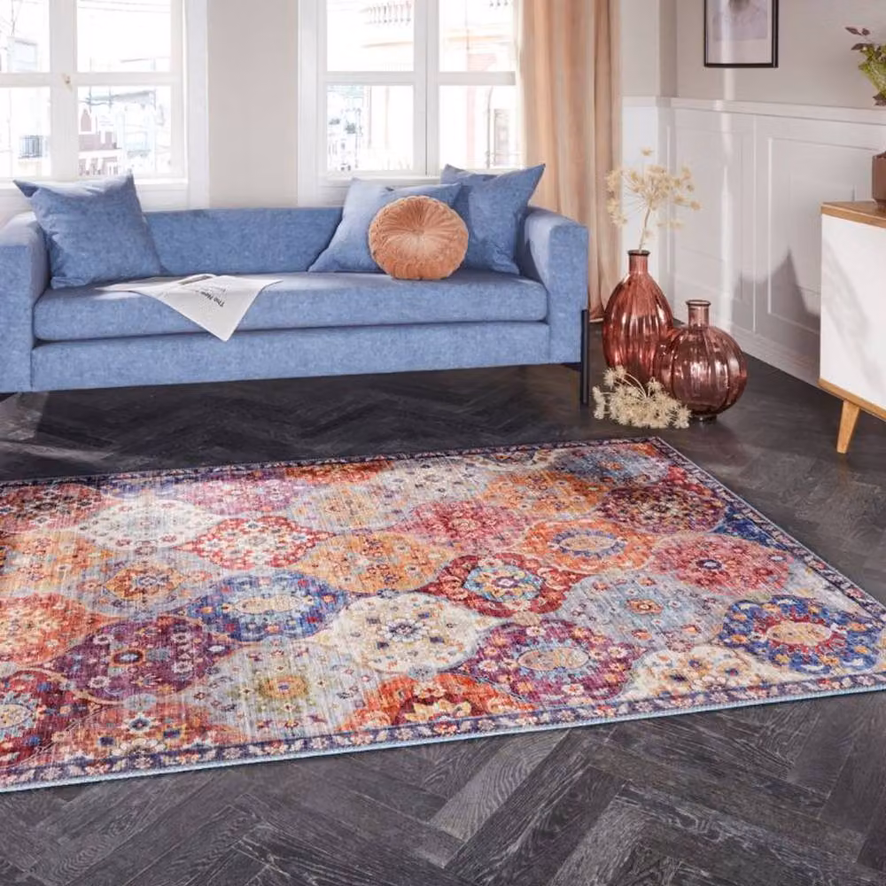 THE RUGS Kashmir Ghom Oriental Vintage Persian Style Multicolour Rug, W: 200 cm, L: 290 cm – 3