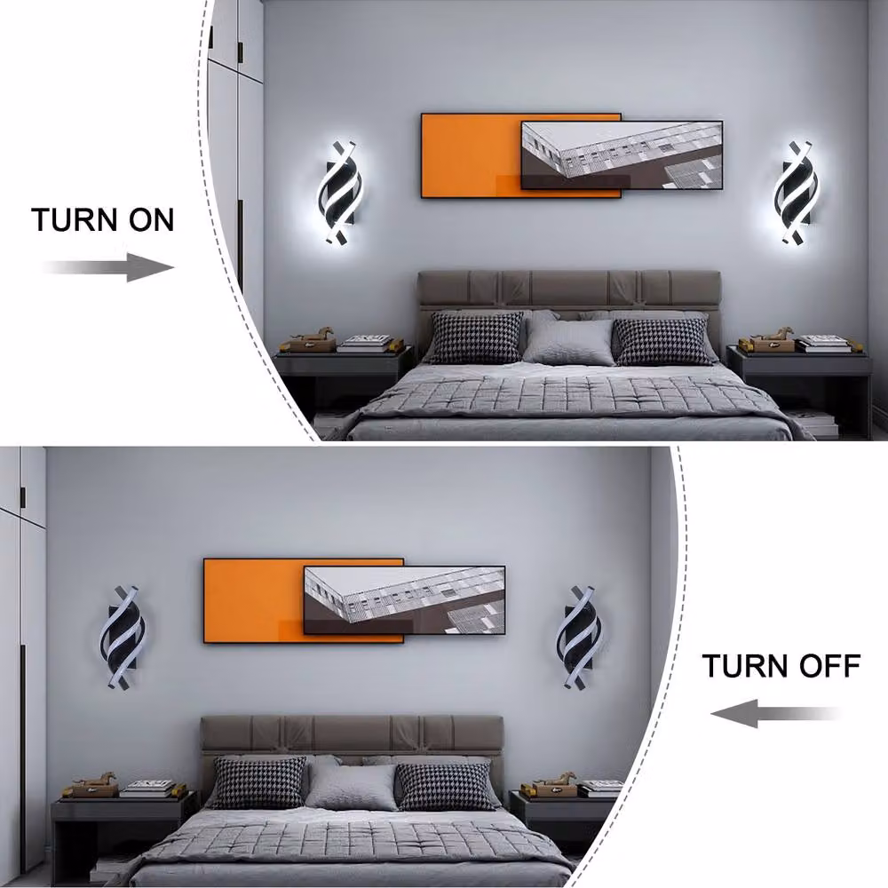 Pheashine Modern LED Wall Lamp, 19W, Black Aluminium and Acrylic, 6500K Cool White Light – 7