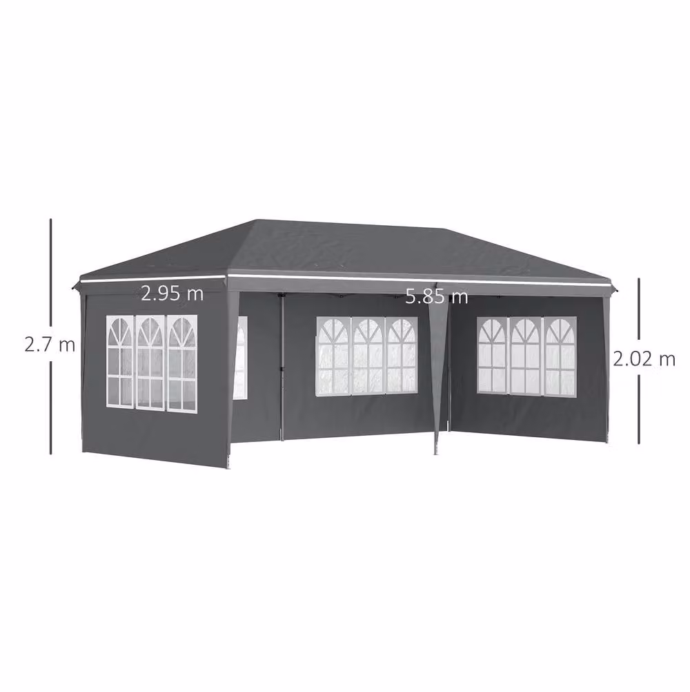 STILVORA Pop-Up Gazebo with Removable Walls, Grey, W: 600 cm, D: 300 cm, H: 270 cm – 2