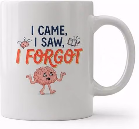 Dyzi I Came I Saw I Forgot Quote Ceramic Mug, White