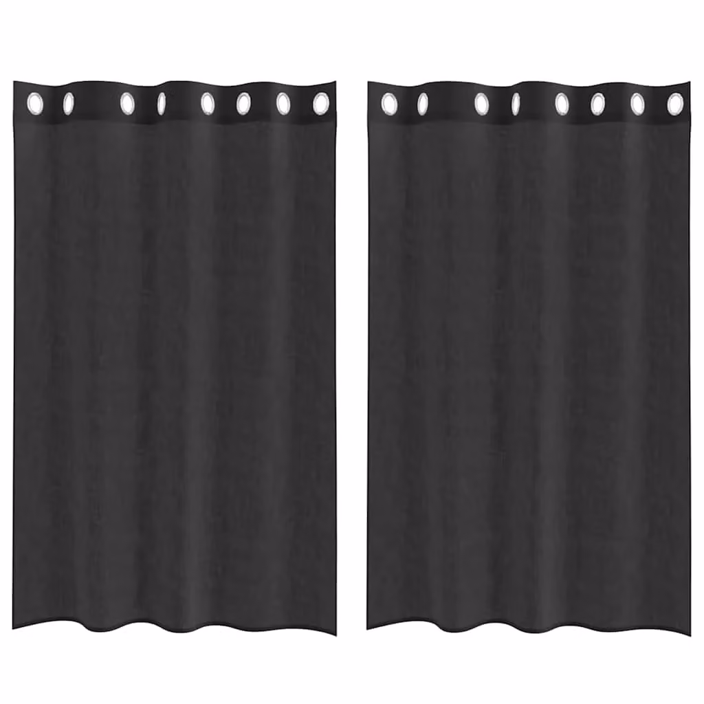 Berkfield Home Black Transparent Voile Fabric Panel Curtains with Eyelets, 2 Pack, W: 140 cm, H: 175 cm – 2