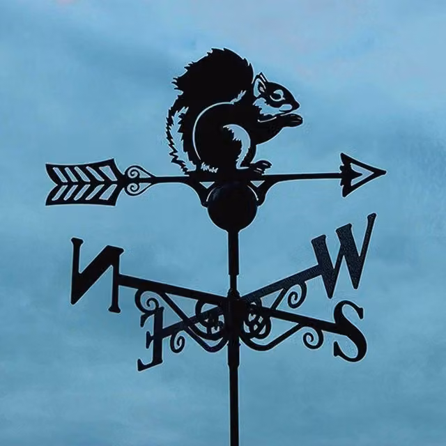 Poppyforge Squirrel Weathervane in Black Steel, W65 x H88 cm