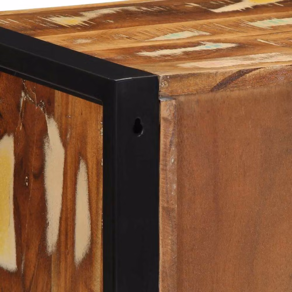 Berkfield Home Multicolour Reclaimed Solid Wood Bedside Cabinet W/D/H: 40 x 35 x 40 cm – 6