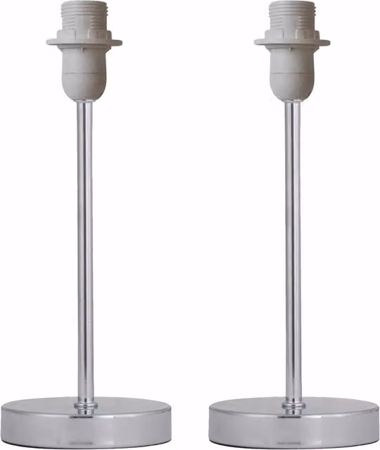First Choice Lighting Set of 2 Modern Chrome Stick Table Lamp Bases in Silver