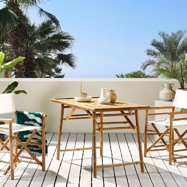 Wyld and Coco Bamboo Folding Garden Dining Table, Brown, W: 120 cm, D: 70 cm, H: 74 cm – 1