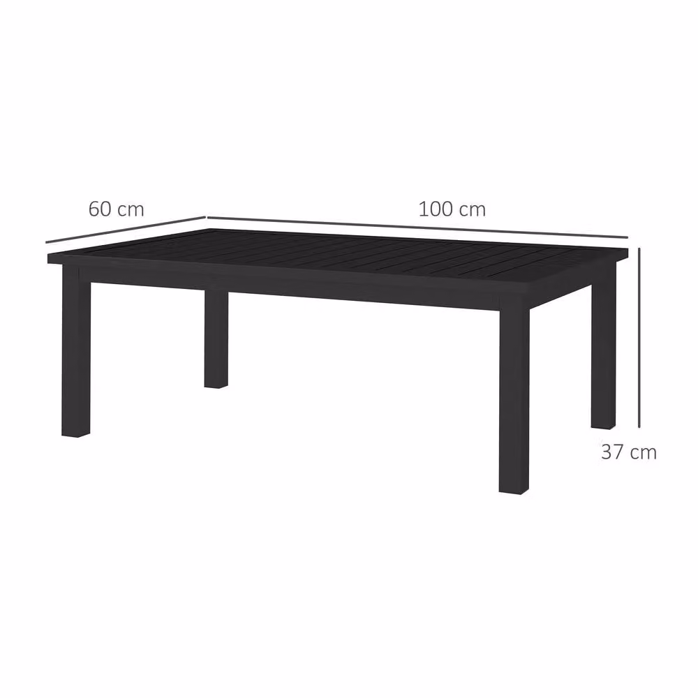 ERGOVEXA Modern Aluminium Outdoor Coffee Table in Matt Black, W: 100 cm, D: 60 cm, H: 37 cm – 2