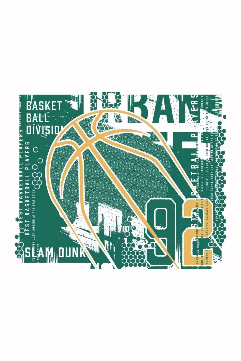 Origin Murals Modern Basketball Abstract Wall Mural in Green, W: 300 cm, H: 240 cm – 2