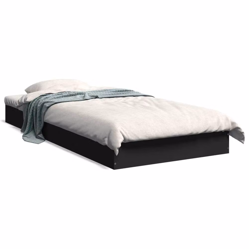 Berkfield Home Modern Small Single Wood Bed Frame, Black, W/D/H: 78 x 190 x 17 cm – 3
