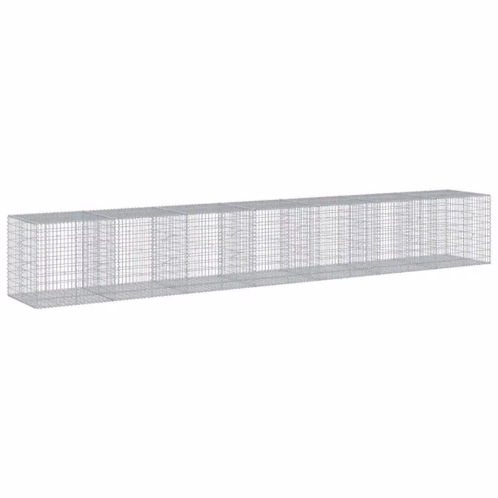 Berkfield Home Gabion Basket with Cover in Silver Galvanised Steel, W/D/H: 700 x 100 x 100 cm – 2