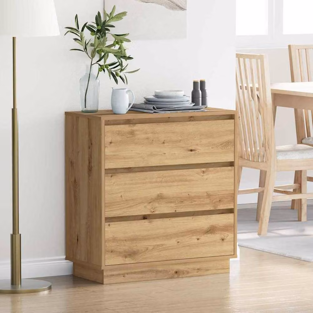 Berkfield Home Bedside Cabinet in Artisan Oak Brown with Integrated LED Lighting, W/D/H: 71 x 34.5 x 75 cm – 2