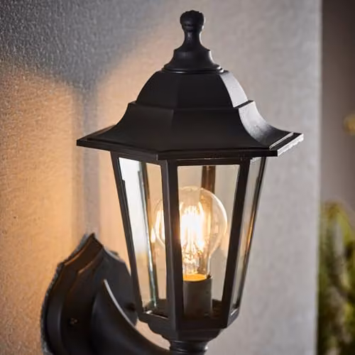Netlighting Bayswater Black Outdoor Wall Lantern with Transparent Glass, IP44 Rated – 3