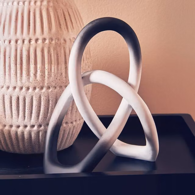 Orsina Abstract Loop Design Tabletop Sculpture in Black and White – 1