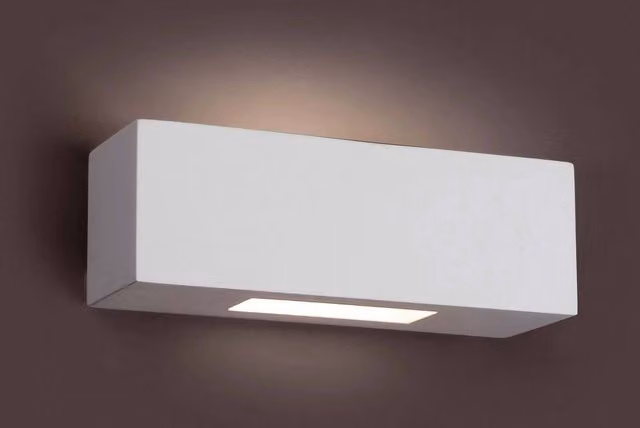 Faro Cheras Minimalist Rectangular Up and Down Indoor Wall Light in White Plaster