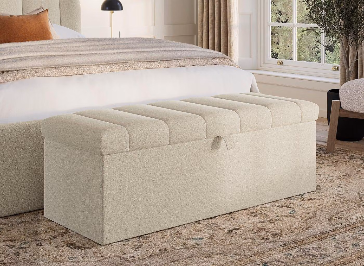 Dreams Amarilla Beige Bouclé Upholstered Blanket Box
