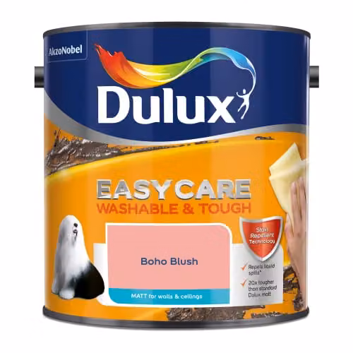 Dulux Easycare Washable and Tough Matt Emulsion Paint, Boho Blush Pink, 2.5L – 2
