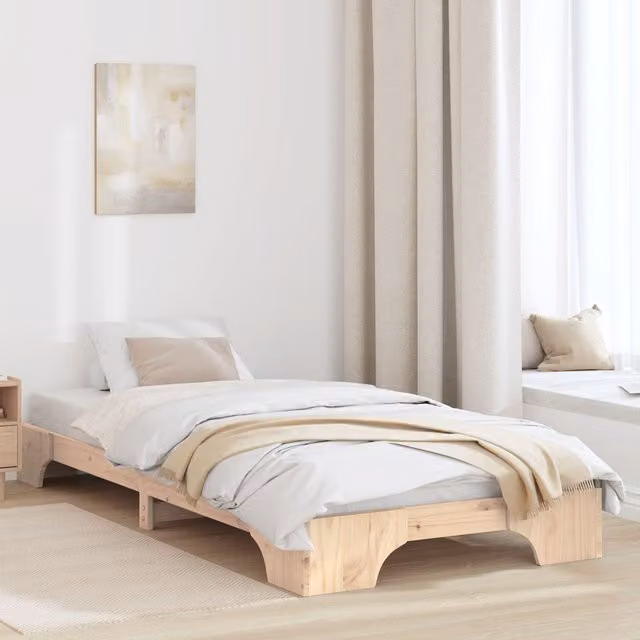 Berkfield Home Solid Pine Wood Bed Frame, Brown, W/D/H: 90 x 190 x 20 cm
