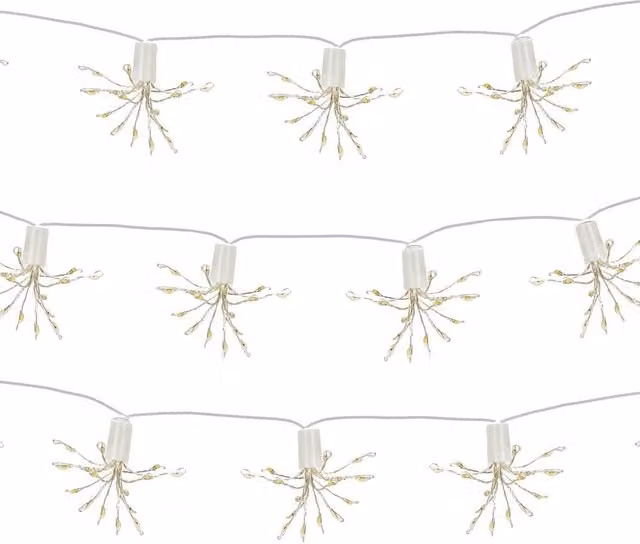 Gardenwize Solar Starburst LED String Lights, 10 Piece Warm White Outdoor Garden Lights, 2m, Transparent