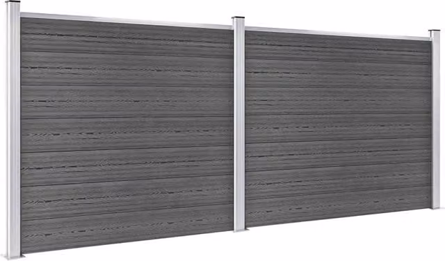 Berkfield Home WPC Fence Panel Set in Black, W: 353 cm, H: 146 cm – 1