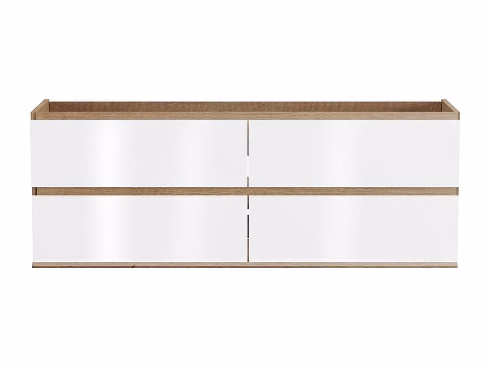 Vente-unique Modern Wall Mounted Bathroom Vanity Unit in Light Oak and White Gloss Finish, W/D/H: 150 x 55 x 45.5 cm – 2