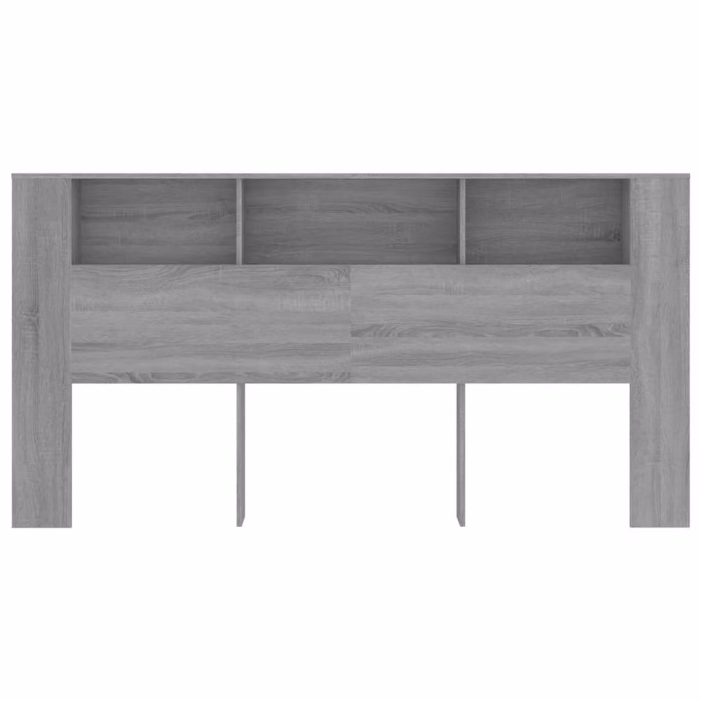 Berkfield Home Grey Sonoma Headboard Cabinet with Bedside Shelf and Side Compartments, W: 200 cm, D: 18.5 cm, H: 104.5 cm – 3