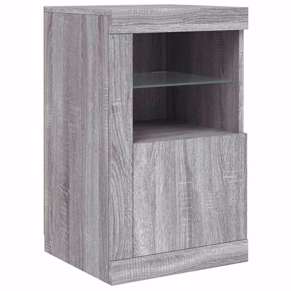 Berkfield Home Modern Side Cabinet with LED Lights and Glass Doors in Grey Sonoma, W/D/H: 67 x 41 x 37 cm – 3