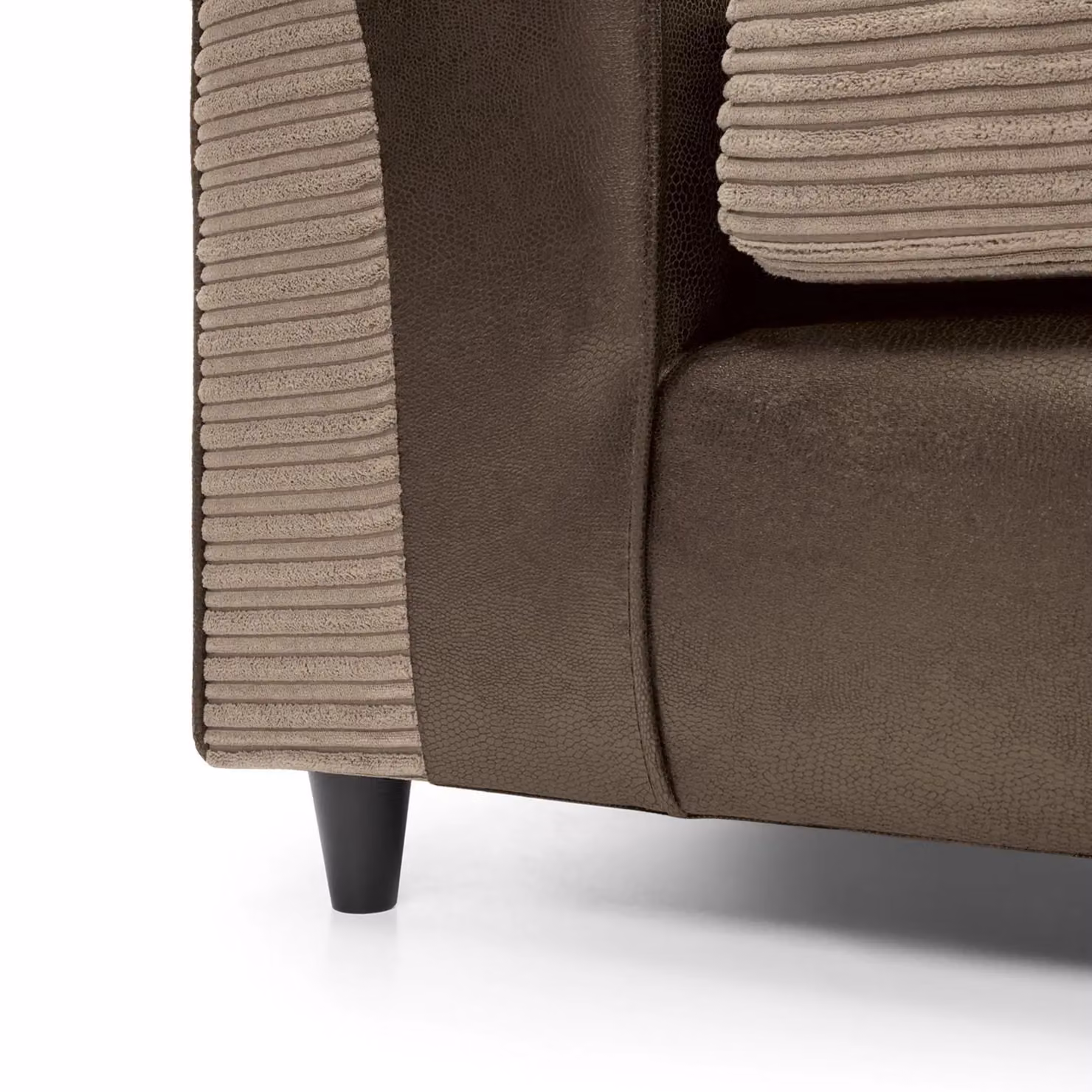 Abakus Direct Harvey Right Facing L-Shape Corner Sofa in Brown and Beige Jumbo Cord Fabric – 6