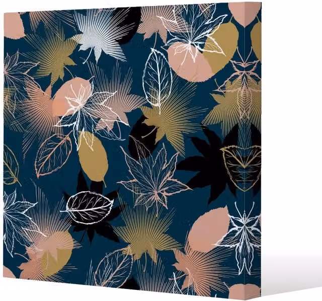 Benjamin Tate Design Maple Leaves Slim Style Canvas Print, Multicolour and Beige, W/H: 30 x 30 cm