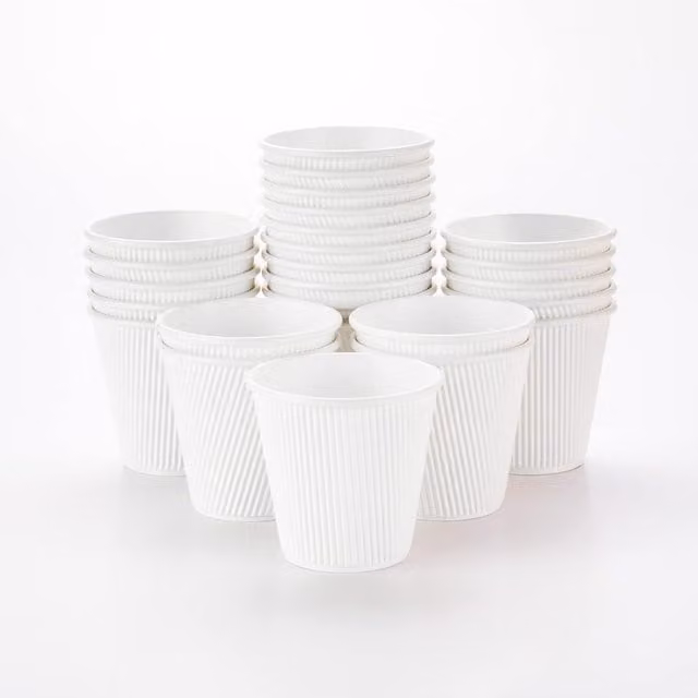 ECONX White Disposable Ripple Paper Coffee Cups, 12oz, 1.6kg