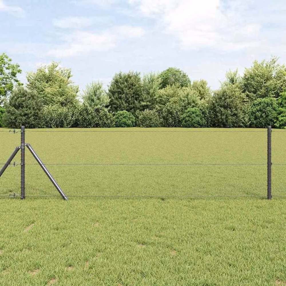 Berkfield Home Grey Powder-Coated Steel Hexagon Fence, W: 0.6 m, L: 10 m – 2