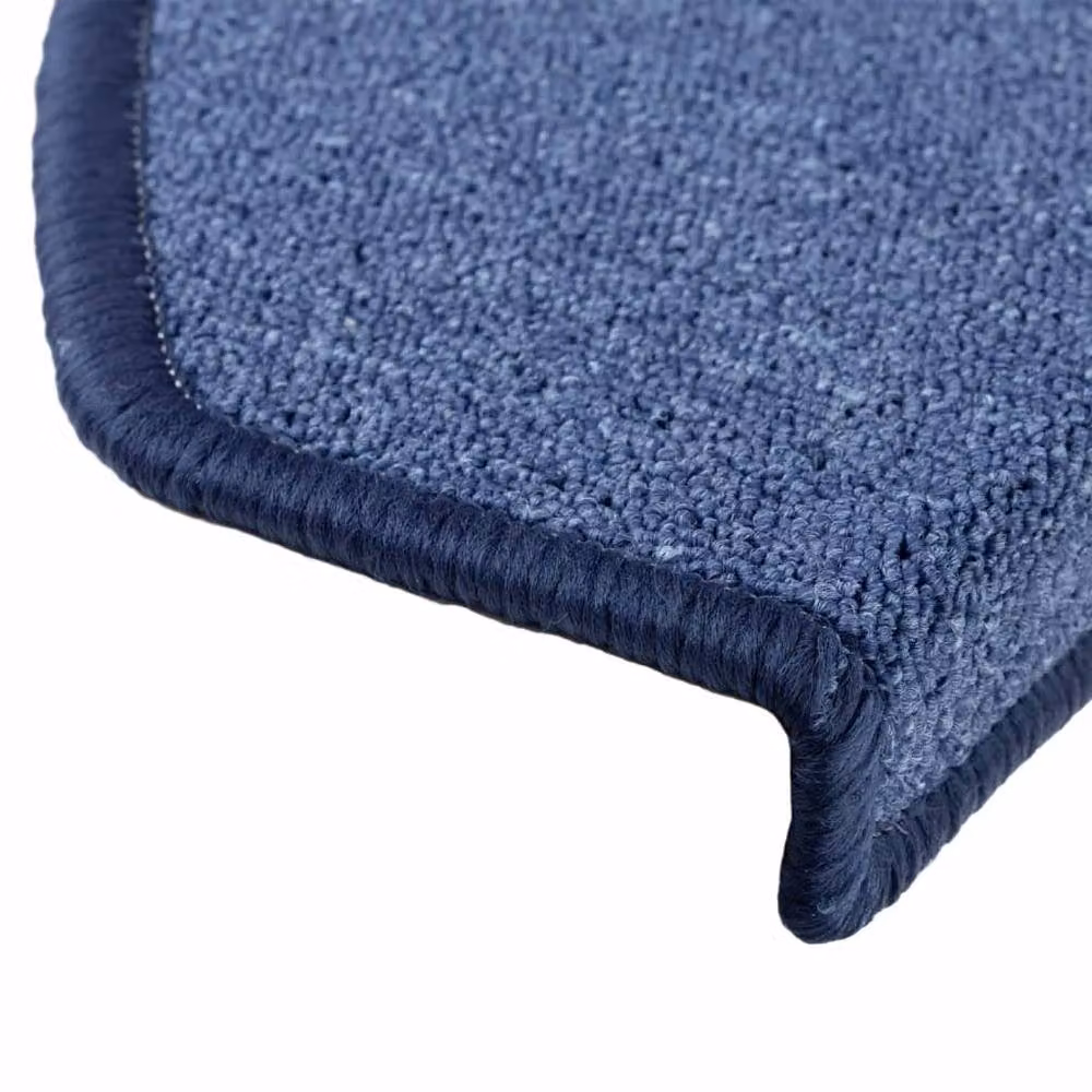 Berkfield Home Decorative Blue Stair Tread Carpet, 15 Piece Set, W: 65 cm, D: 24 cm, H: 4 cm – 4
