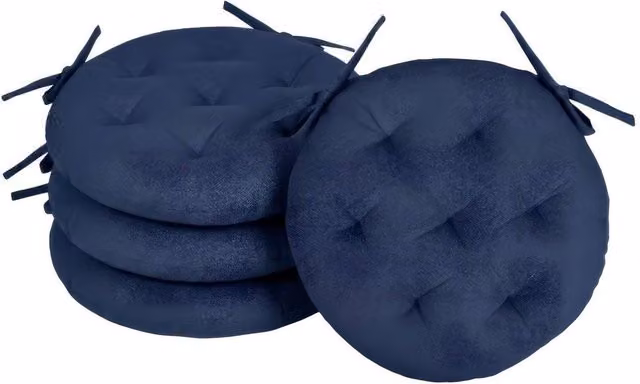 Harbour Housewares Pack of 4 Round Seat Pads in Blue, W/D/H: 40 x 40 x 40 cm – 2
