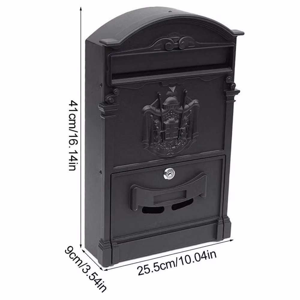 EONLION Black Aluminium Wall Mounted Large Letter Post Box, W/D/H: 41.0 x 25.5 x 41.0 cm – 2